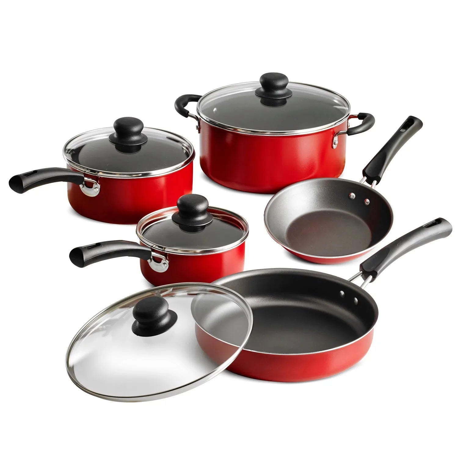 Cookware Sets 9-Piece Non-stick Pots & Pans Red