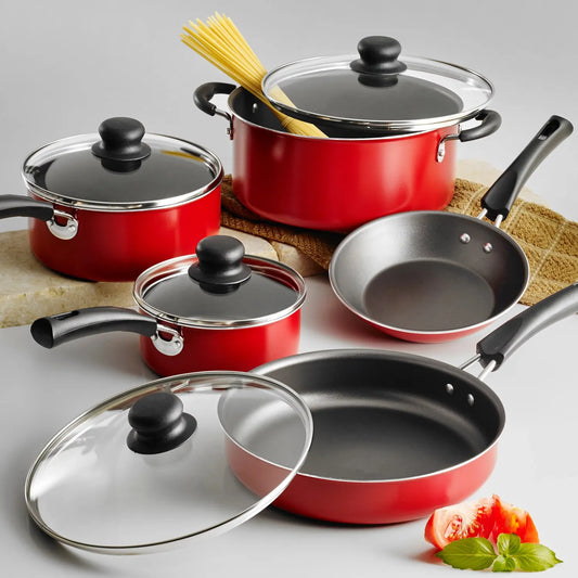 Cookware Sets 9-Piece Non-stick Pots & Pans Red